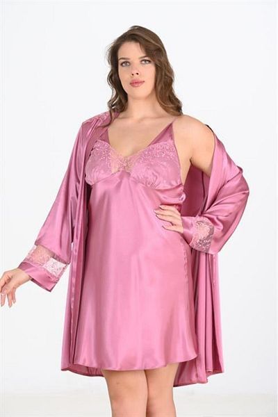 Aria's Closet Large Size 2-Piece Dried Rose Dressing Gown Set Large Size 6204