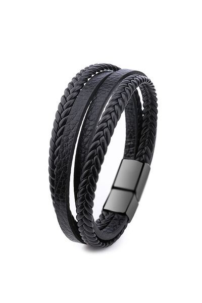 Chavin Men's Black Leather Bracelet - Ep56Sy