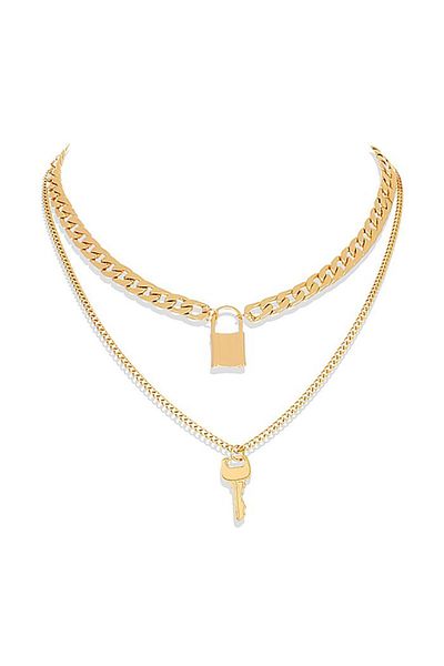 Chavin 2 Layer Jewelled Gold Alloy Chain Necklace En26
