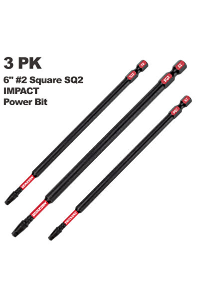Choice1 6Inches 3PCS GEINXURN Impact Tough #2 Square 6 in. Power Driver Bits,...