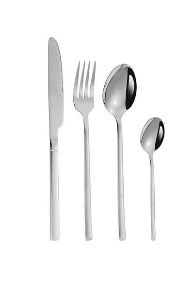 Chavin Gray Steel Elegance Food Spoon and Fork Knife Set - 24 Pieces, 6 Person, Cin739By