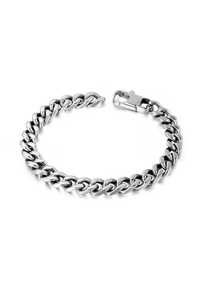 Chavin 8 Mm. 20 Cm. Gray Steel Men's Chain Bracelet Ev02-8