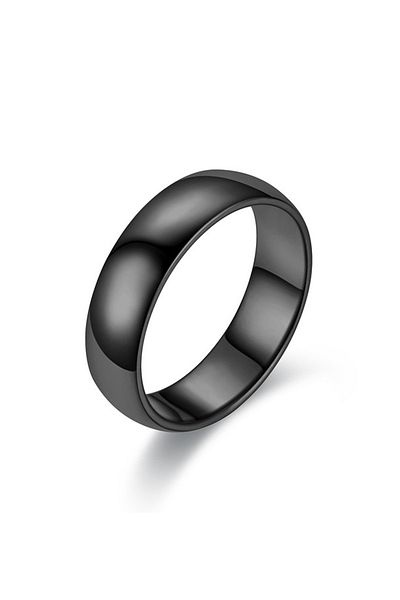 Chavin 6 Mm Promise Black Rope Plated Women's Men's Steel Ring Cr99sy