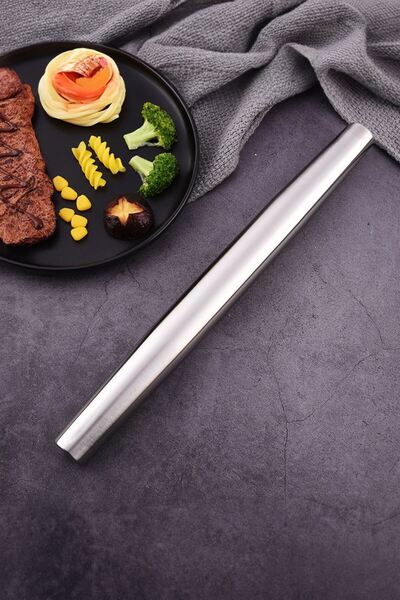 Chavin 304 Çelik 32,5 cm. Merdane Hamur Açma Aparatı Oklava cin614by