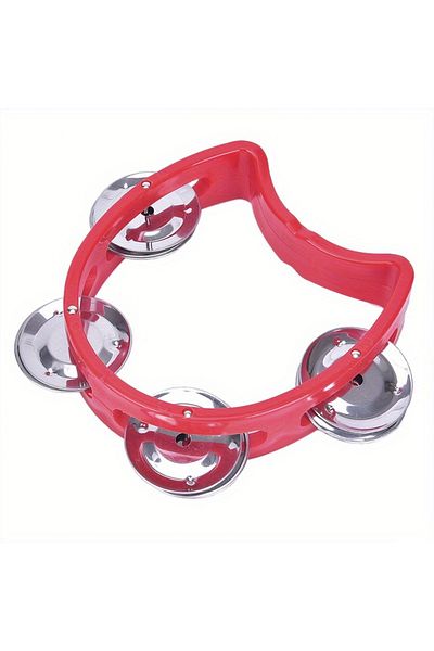 Choice Y01048-Red 1pc Plastic Percussion Tambourine for Adults Hand Tambourine Musical Instrument 4 Bells o