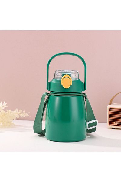 Weather Forecast 304 L Steel Green 850 ml Flask Water Bottle with Strap and Straw Gin946