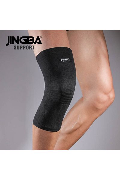 Choice وسادات الركبة الرياضية JINGBA SUPPORT باللون الأسود لدعم الركبة في كرة السلة ودعامة الركبة المرنة المصنوعة من النايلون لركبة الكرة الطائرة