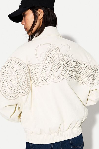 Bershka Studded print leather effect jacket