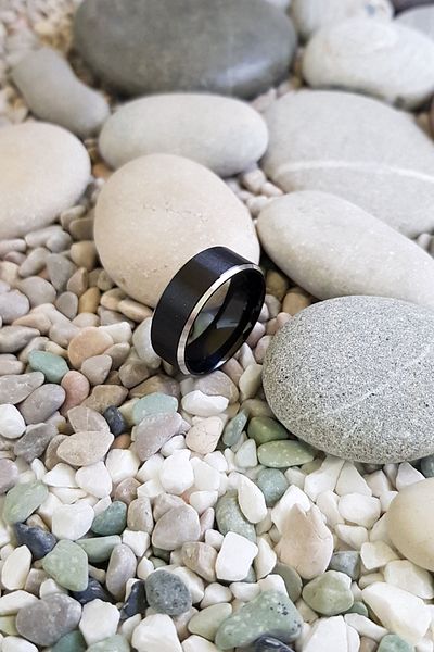 Chavin Matte Black Women's Men's Steel Ring Wedding Ring Ec44sy
