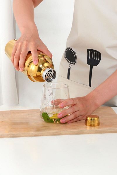 Weather Forecast 700 ml Steel Gold Shaker - Cocktail Preparation Container and Glass cin343sr