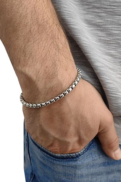 Chavin 5 mm21 cmGray Steel Men's Bracelet Er33-5