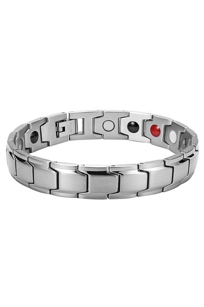 Chavin Negative Ion Magnet Gray Steel Men's Bracelet Et32by
