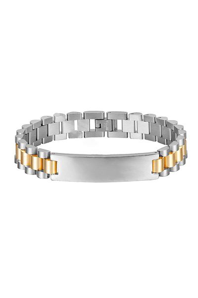 Chavin 10 Mm. Gray Gold Stainless Steel Men's Imprint Bracelet Ea40Bysr