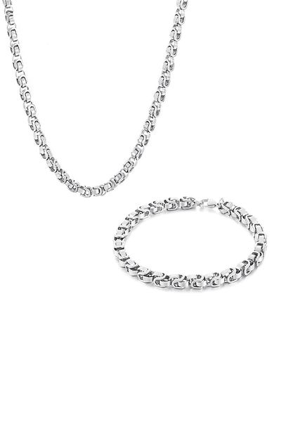 Chavin 6 Mm. Gray Men's Bracelet Chain Set - Et86By