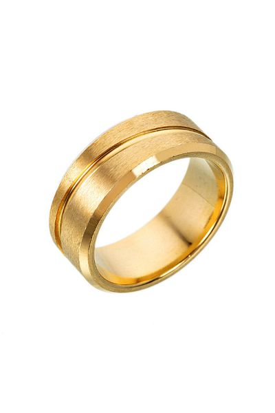 Chavin Matte Gold Yellow Men's Steel Ring Ec45Sr