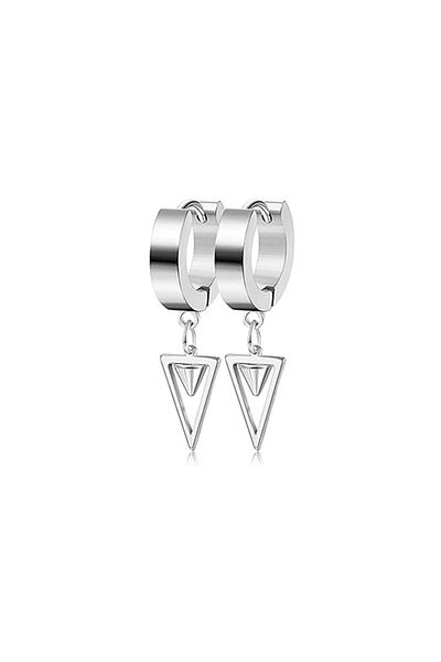 Chavin Men's Triangle Earrings - Gray Steel Dangle, Et06by