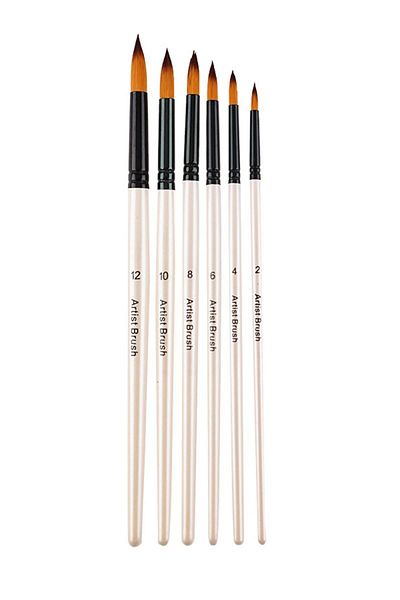 Weather Forecast 6 Pieces Pointed Oil Nylon Brush Set - Acrylic and Watercolor Brush cin686