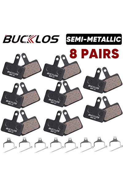 BUCKLOS وسادات فرامل شبه معدنية، 8 أزواج، للدراجات الجبلية، وسادات فرامل قرصي...