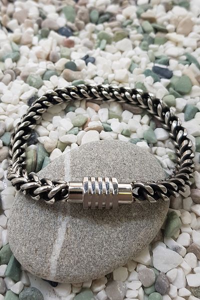 Chavin Men's Bracelet - 6 Mm.21 cm.Gray Steel, Magnetic Ep15