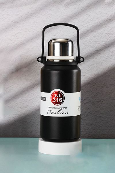 Weather Forecast Black 316 L Steel - 1200 ml Camping Picnic Water Bottle, Hot Cold - Cin477sy