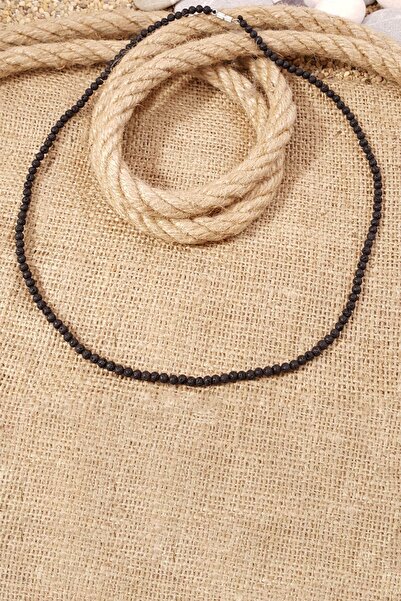 Chavin 4 mm. 60 cm. Siyah Lav Taşı Erkek Kolye dp65