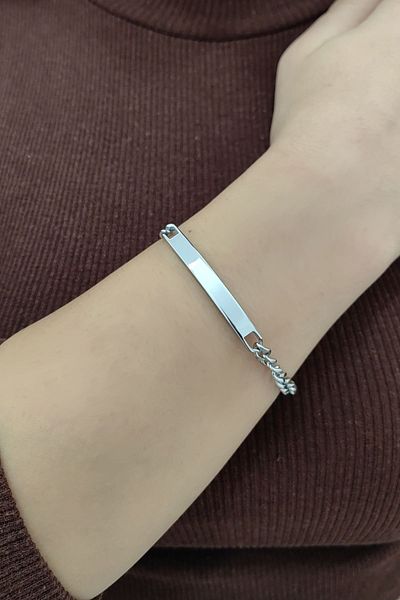 Chavin 5 mm Gray Steel Imprint Model Women's Flat Chain Bracelet eu37
