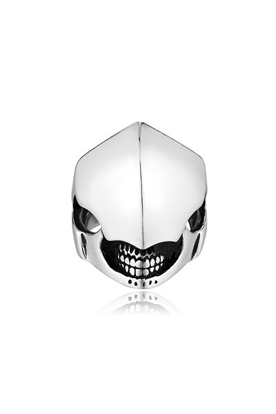 Chavin Gray Large Size Alien Head Men's Steel Ring Er57by