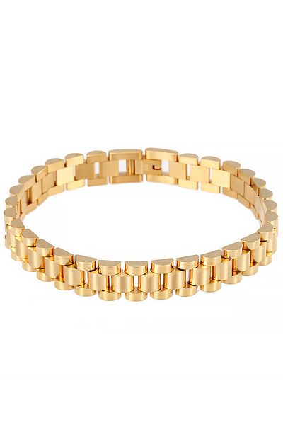 Chavin Men's Bracelet - Gold 316 L, 10 Mm, Shiny and Matte Steel Ed02Sr