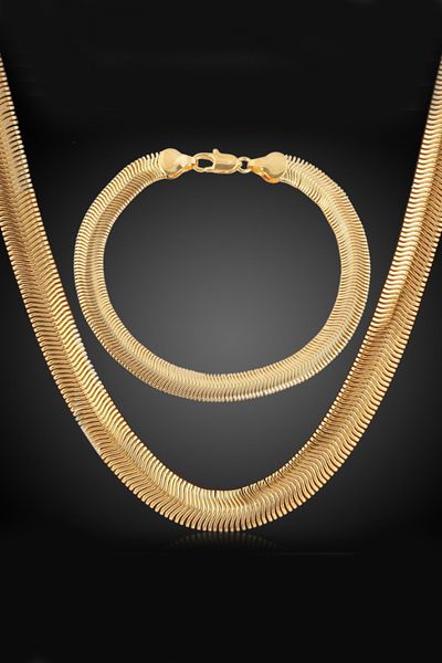 Chavin 7 Mm. Snake Knitted Chain Necklace and Bracelet Set - Eg94
