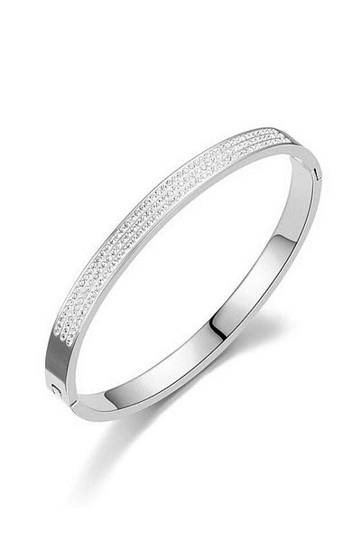 Chavin 6 mm Gray Steel Stone Handcuff Bracelet Eu18By