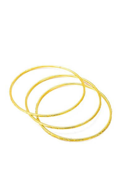 Chavin 3 Adet Gold Çelik Ajda Bilezik Halka Kadın Bileklik ev12sr-3