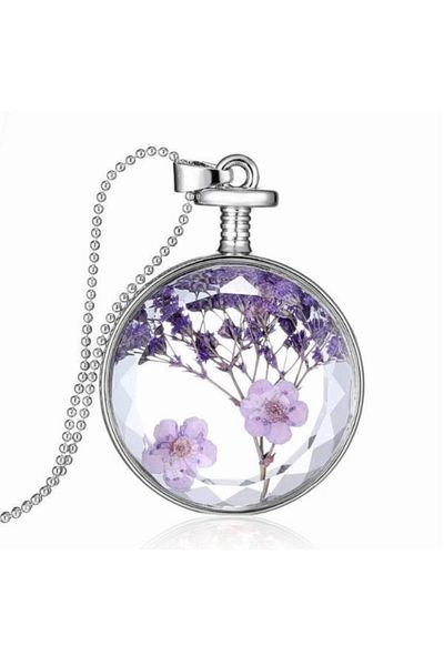 Chavin Dried Crystal Glass Flower Necklace - Dr36