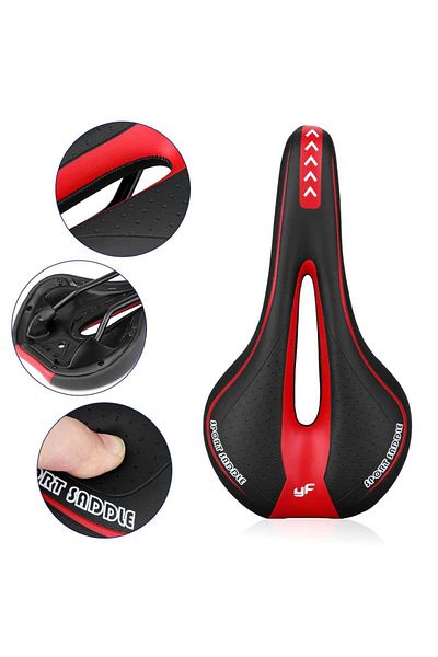 Choice Red Mountain Road Bike Seat Comfortable Soft Cycling Cushion Exercise Bike Saddle PU Leather Gel Fil