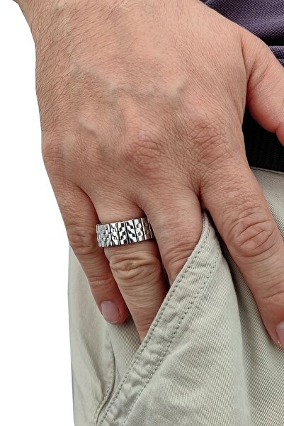 Chavin Elastic Silver Steel 10 mm Unisex Wide Men's Ring with Elastic Ev39By