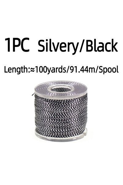 Choice قطعة واحدة من قضبان الصيد الفضية السوداء بطول 100 ياردة/بكرة، مصنوعة م...
