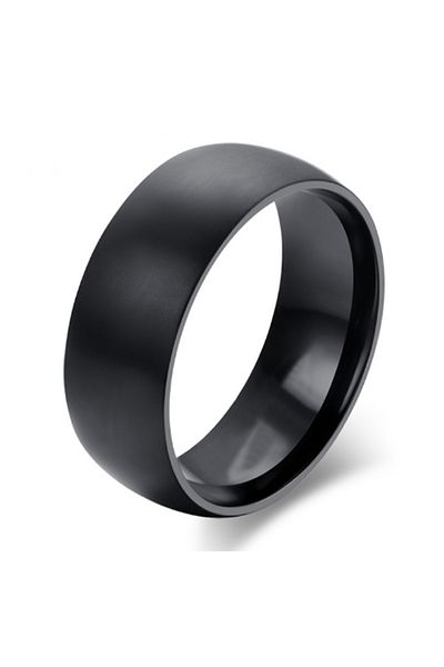 Chavin Men's Steel Wedding Ring - Matte Black, Dg98