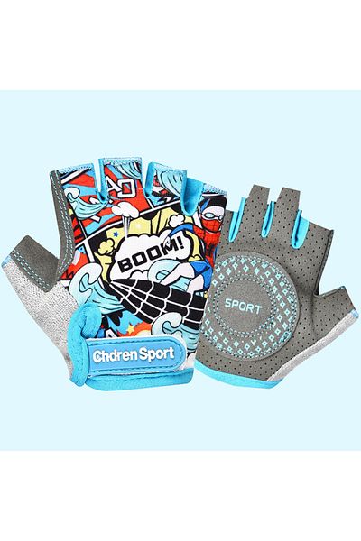 Choice S Surfer boy Children's Sports Fingerless Gloves Bicycle Boy Girl Cycling Anti-Wear Kids Roller Skat