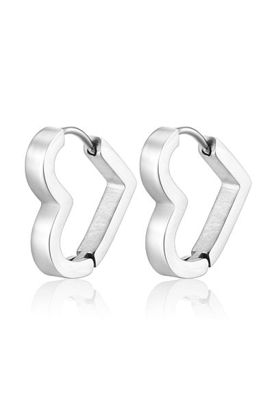 Chavin Grey Steel Heart Patterned Earrings - Et08By