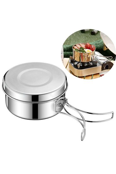 Weather Forecast 304 Steel 600 ml Steel Mini Camping and Picnic Pot with Handle Camper Pot cin567