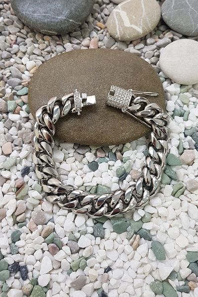 Chavin 14 mm.Thick Stone Steel Men's Bracelet Ep77by