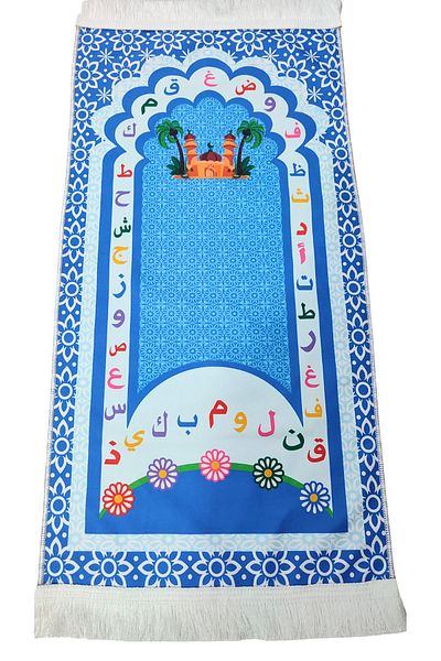 KEYFHOME Blue Children's Prayer Rug Di̇Ji̇Tal Printing 40 X 95 cm
