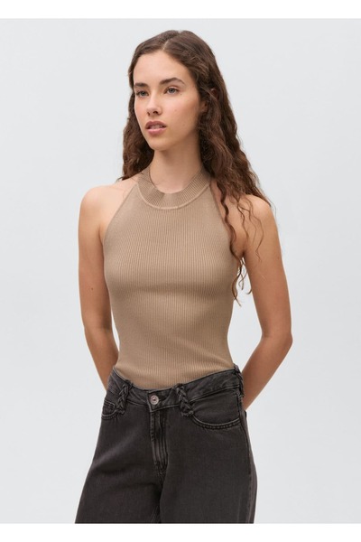 Mango Teen Sırttan açılan çizgi dokumalı bluz