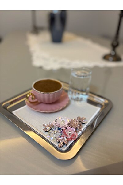 LUXURY 3 Boyutlu Çiçekli 2'li Lüks Kahve Sunum Peçetesi