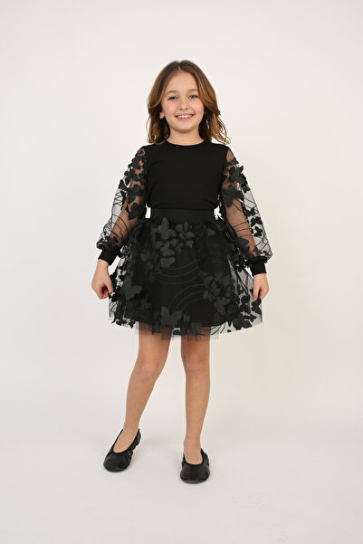 ENDESTORE Fusta/tricou cu model fluture negru Costum pentru fete de sus și de...