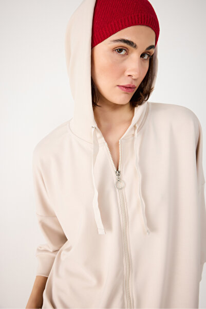 No Matter What Modal Fabric Silky Hooded Zipper Sweatshirt