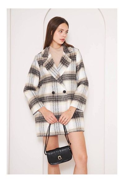 ETİLER COLLECTION Plaid Short Coat
