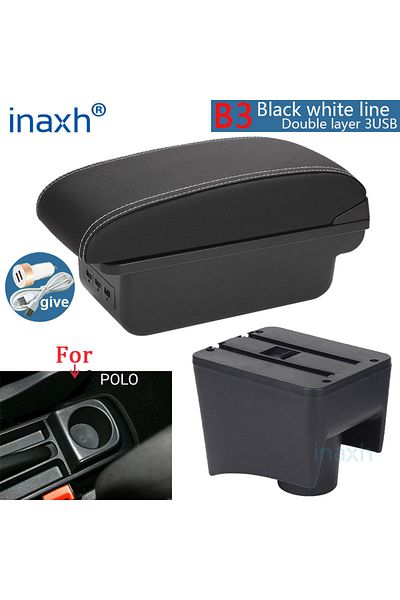 Choice B3 Black white 3USB For Volkswagen POLO Armrest new For VW POLO Mk5 6R Vento Car Armrest box Interio