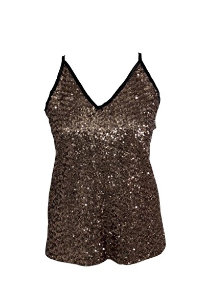 VENTİUP BRONZ PAYET ASKILI BLUZ