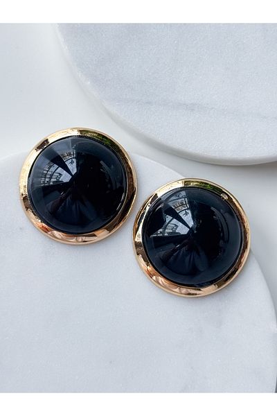 CHARMLUCKY Steel Black Stud Earring