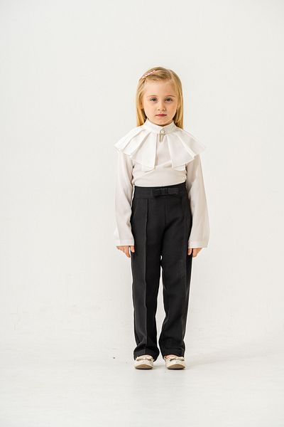 PAMPAL ÇOCUK Girl's Judge Collar Shirt and Belted Fabric Trousers Set of Two